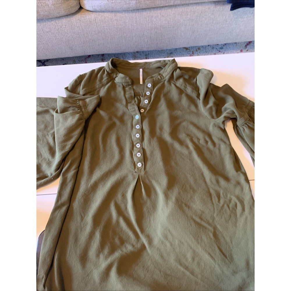 We The Free- Free People-  Boho Knit Raw Edge Long Sleeve Top Brown Size Large